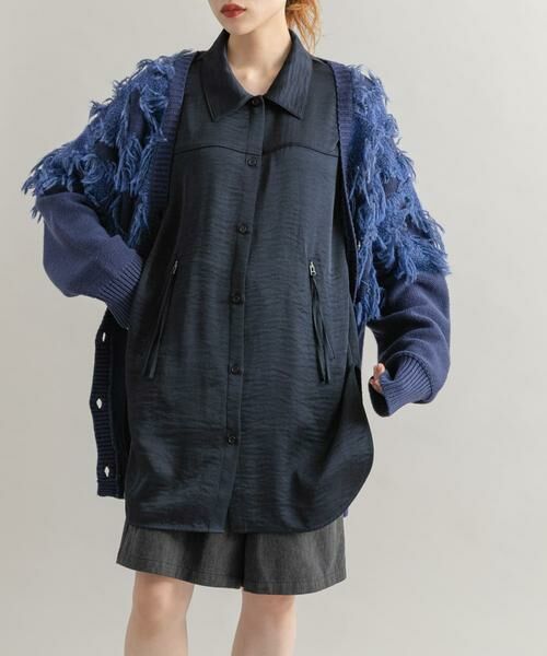 KBF / ケービーエフ シャツ・ブラウス | サテンロングシャツ | 詳細9