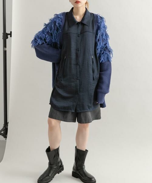 KBF / ケービーエフ シャツ・ブラウス | サテンロングシャツ | 詳細11