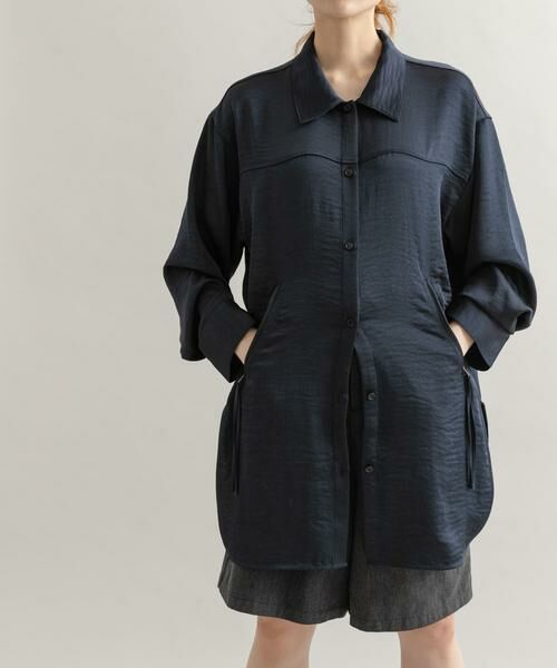 KBF / ケービーエフ シャツ・ブラウス | サテンロングシャツ | 詳細13