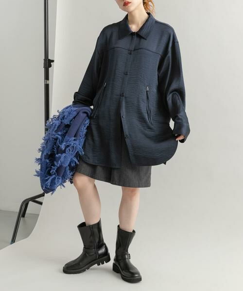 KBF / ケービーエフ シャツ・ブラウス | サテンロングシャツ | 詳細14