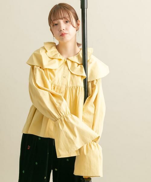 KBF / ケービーエフ シャツ・ブラウス | ダブルフリルカラーブラウス | 詳細2