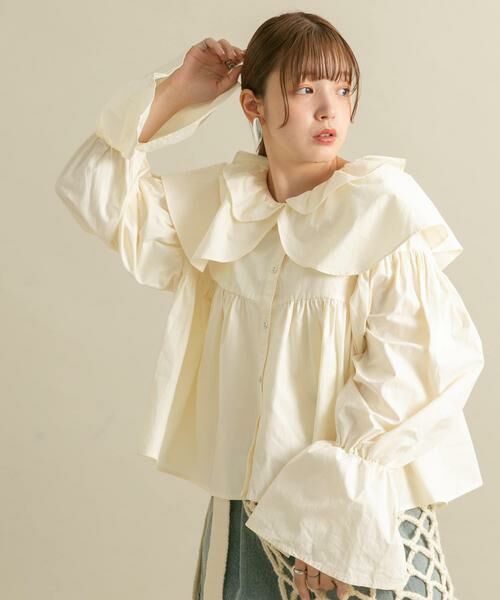 KBF / ケービーエフ シャツ・ブラウス | ダブルフリルカラーブラウス | 詳細9