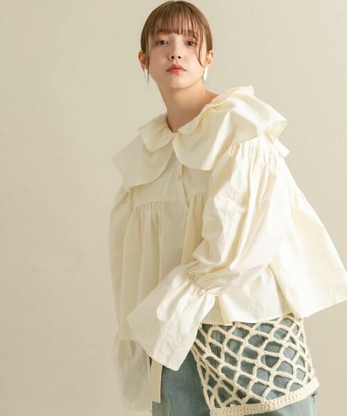 KBF / ケービーエフ シャツ・ブラウス | ダブルフリルカラーブラウス | 詳細10