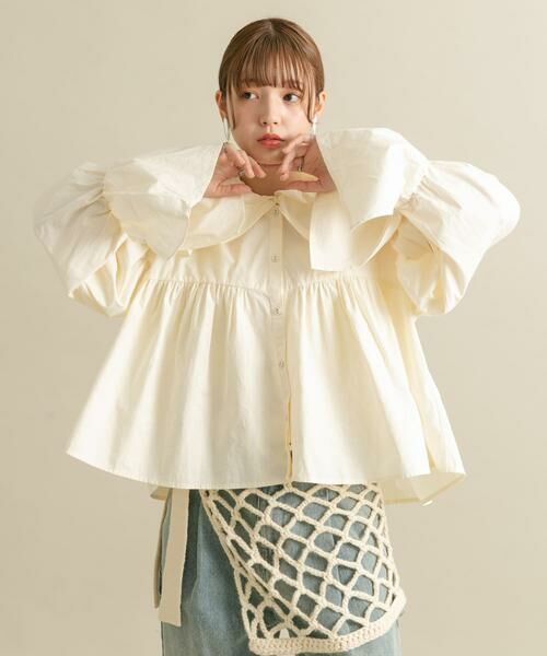 KBF / ケービーエフ シャツ・ブラウス | ダブルフリルカラーブラウス | 詳細11