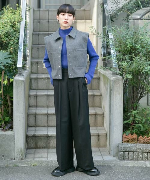 KBF / ケービーエフ その他パンツ | 『2サイズ展開』タックストレートスラックス(ブラック)