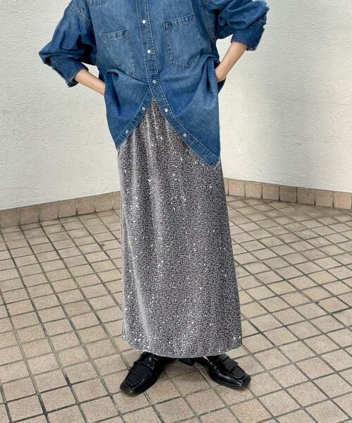 KBF / ケービーエフ スカート | スパンコールスカート(グレー)