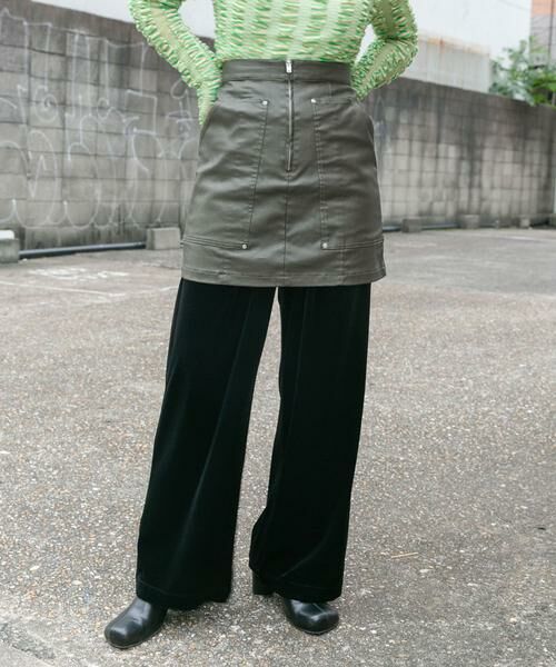 KBF/ケービーエフ コーティングミニスカート カーキ one