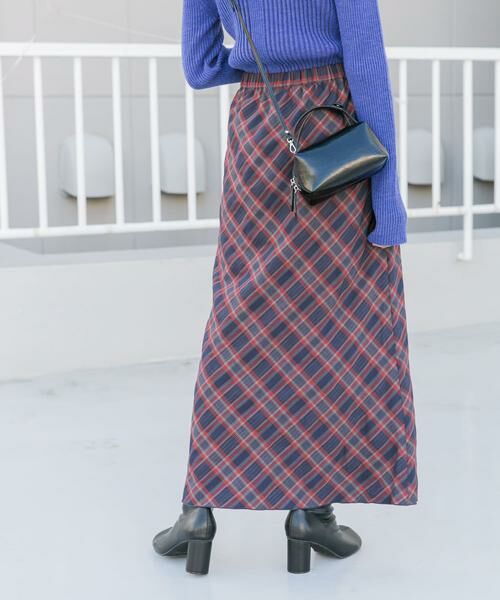 KBF / ケービーエフ スカート | チェックナロースカート(裏付)(ブルー系その他)