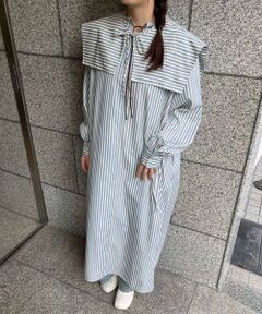 KBF / ケービーエフ ワンピース | スクエアカラーSETストライプワンピース