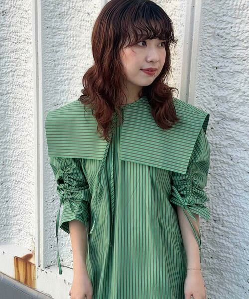 KBF / ケービーエフ ワンピース | スクエアカラーSETストライプワンピース | 詳細5