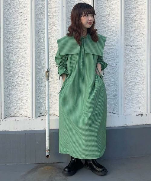 KBF / ケービーエフ ワンピース | スクエアカラーSETストライプワンピース | 詳細6