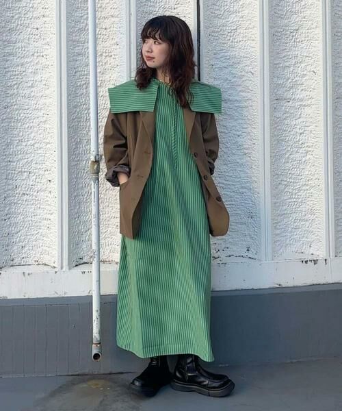 KBF / ケービーエフ ワンピース | スクエアカラーSETストライプワンピース | 詳細8