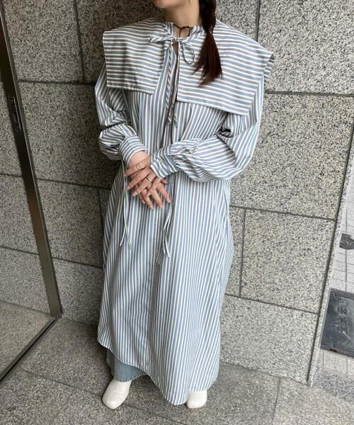 KBF / ケービーエフ ワンピース | スクエアカラーSETストライプワンピース | 詳細12