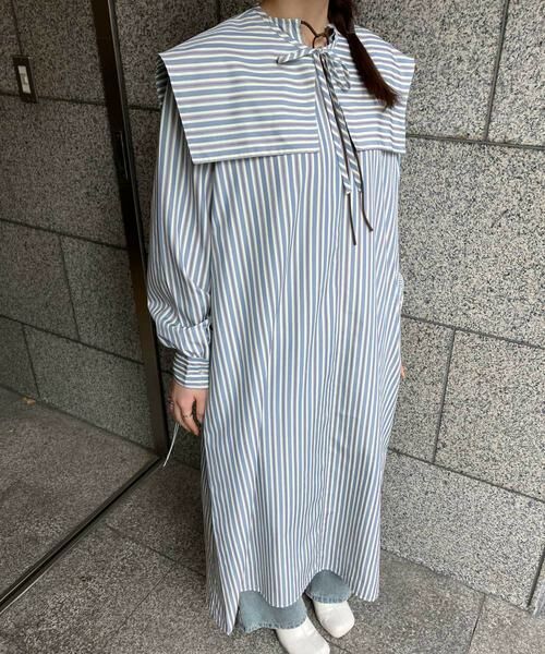 KBF / ケービーエフ ワンピース | スクエアカラーSETストライプワンピース | 詳細13