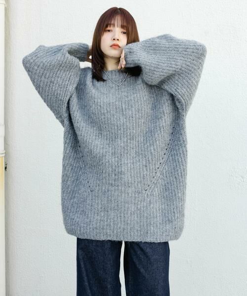 KBF / ケービーエフ ワンピース | ボリュームニットミニワンピース(グレー)