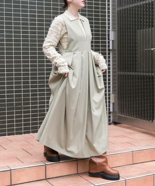 KBF / ケービーエフ ワンピース | 『2サイズ展開』キーネックBIGプリーツジャンパースカート | 詳細1