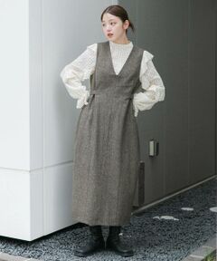 KBF / ケービーエフ ワンピース | 『2サイズ展開』ツイードジャンパースカート
