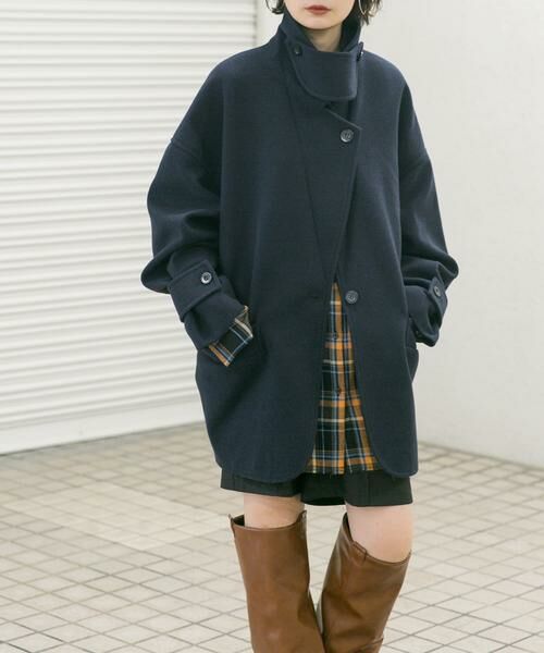 KBF / ケービーエフ ステンカラーコート | コクーンミドルコート | 詳細7