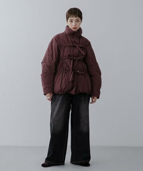 KBF / ケービーエフ ダウンジャケット・ベスト | フロントリボン中綿ジャケット(ボルドー)