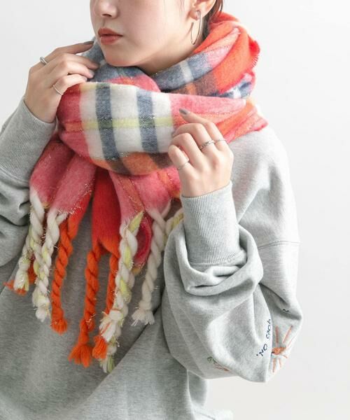 KBF / ケービーエフ マフラー・ショール・スヌード・ストール | ラメチェックマフラー | 詳細3