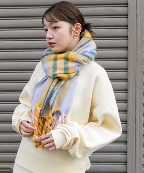 KBF / ケービーエフ マフラー・ショール・スヌード・ストール | ラメチェックマフラー | 詳細13