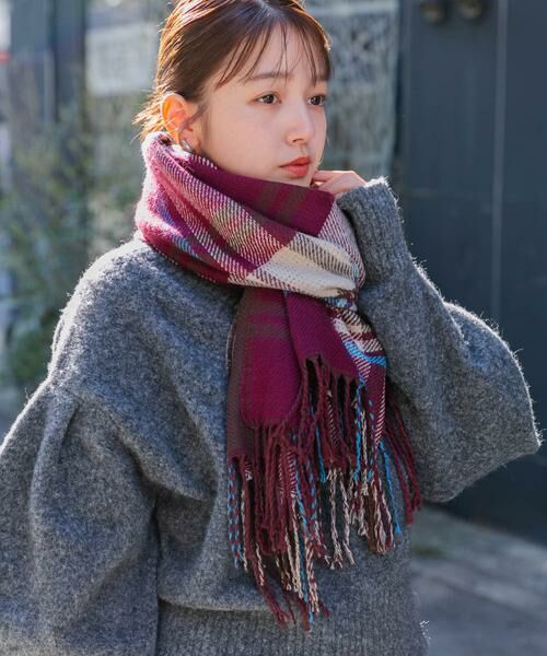 KBF / ケービーエフ マフラー・ショール・スヌード・ストール | リバーシブルチェックストール | 詳細2