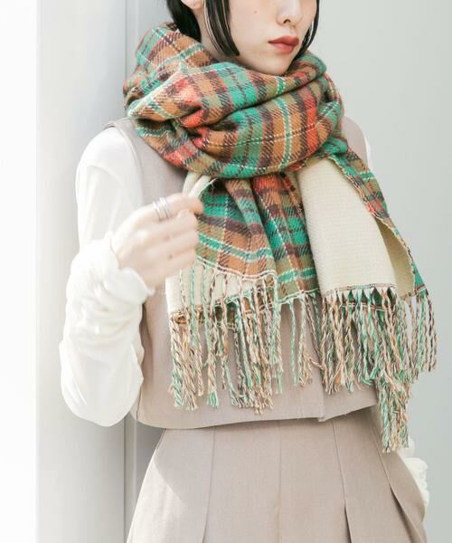 KBF / ケービーエフ マフラー・ショール・スヌード・ストール | リバーシブルチェックストール | 詳細20