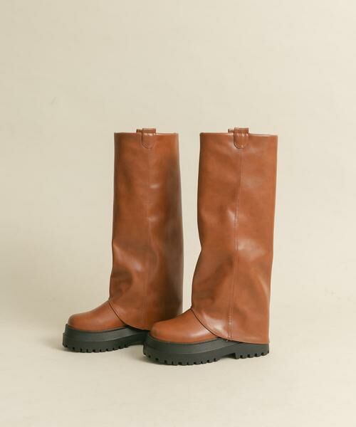 KBF / ケービーエフ ブーツ(ショート丈) | カバーデザインロングブーツ(ブラウン)