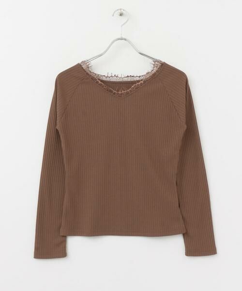 KBF / ケービーエフ Tシャツ | レース付き裏起毛テレコトップス∴ | 詳細4