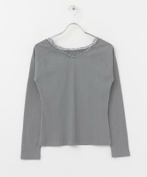 KBF / ケービーエフ Tシャツ | レース付き裏起毛テレコトップス∴ | 詳細10