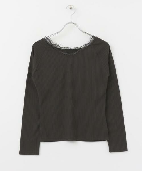KBF / ケービーエフ Tシャツ | レース付き裏起毛テレコトップス∴ | 詳細12