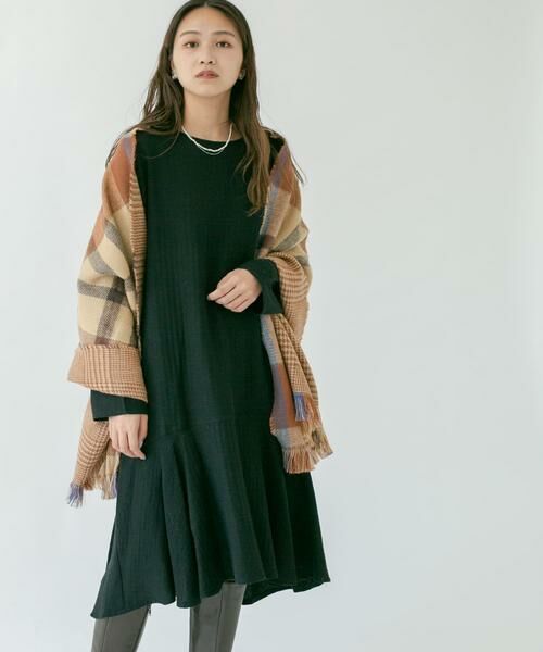 KBF / ケービーエフ ワンピース | ガーゼペプラムワンピース(ブラック)