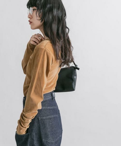 KBF / ケービーエフ Tシャツ | シアーベロアドレープトップス | 詳細4