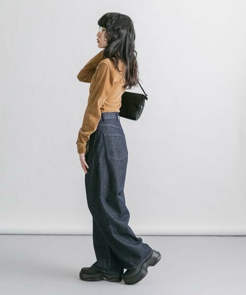 KBF / ケービーエフ Tシャツ | シアーベロアドレープトップス | 詳細7