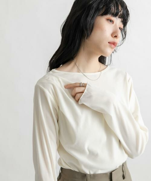 KBF / ケービーエフ Tシャツ | シアーベロアドレープトップス | 詳細17