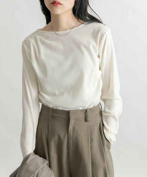 KBF / ケービーエフ Tシャツ | シアーベロアドレープトップス | 詳細18