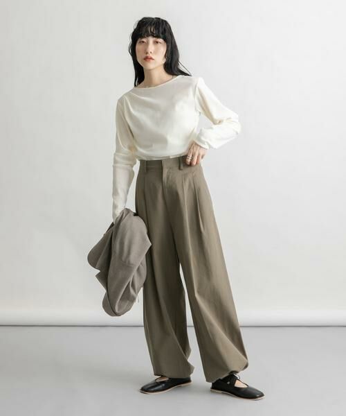 KBF / ケービーエフ Tシャツ | シアーベロアドレープトップス | 詳細20