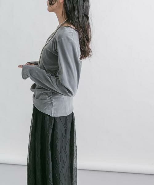 KBF / ケービーエフ Tシャツ | シアーベロアドレープトップス | 詳細26