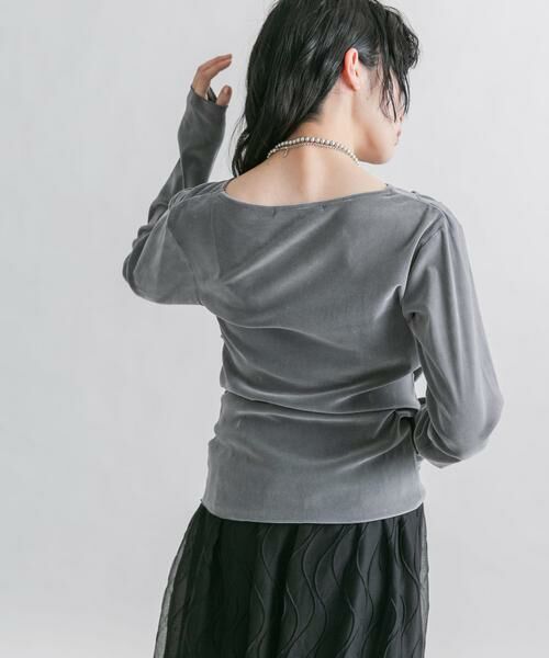 KBF / ケービーエフ Tシャツ | シアーベロアドレープトップス | 詳細27