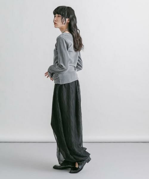 KBF / ケービーエフ Tシャツ | シアーベロアドレープトップス | 詳細29