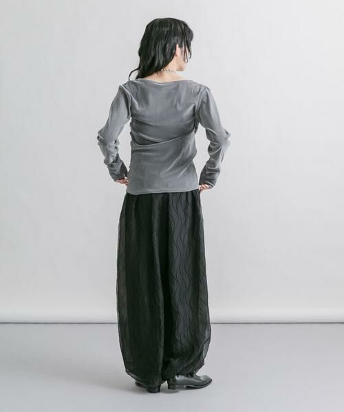 KBF / ケービーエフ Tシャツ | シアーベロアドレープトップス | 詳細30