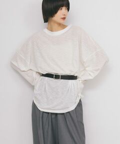 KBF / ケービーエフ Tシャツ | シアーボーダールーズカットソー
