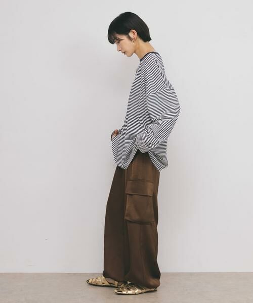 KBF / ケービーエフ Tシャツ | シアーボーダールーズカットソー | 詳細4