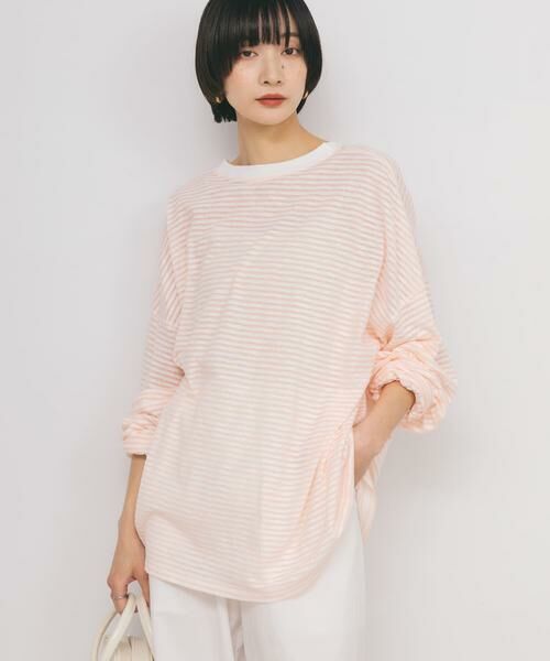 KBF / ケービーエフ Tシャツ | シアーボーダールーズカットソー | 詳細11