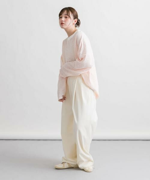 KBF / ケービーエフ Tシャツ | シアーボーダールーズカットソー | 詳細15