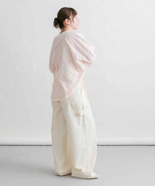 KBF / ケービーエフ Tシャツ | シアーボーダールーズカットソー | 詳細16