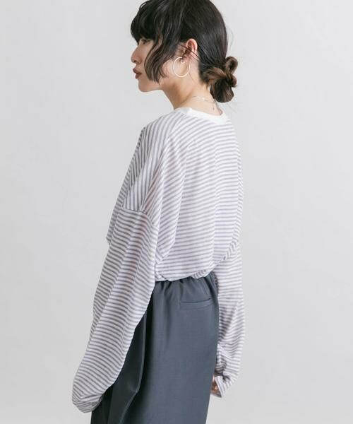 KBF / ケービーエフ Tシャツ | シアーボーダールーズカットソー | 詳細20