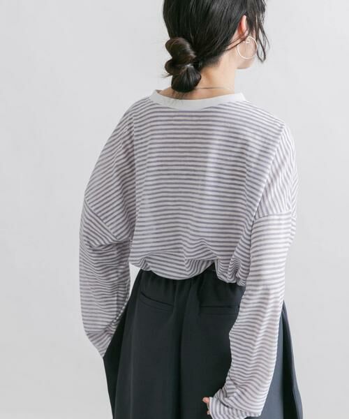 KBF / ケービーエフ Tシャツ | シアーボーダールーズカットソー | 詳細21