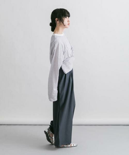 KBF / ケービーエフ Tシャツ | シアーボーダールーズカットソー | 詳細23