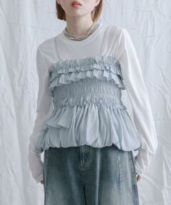 KBF / ケービーエフ Tシャツ | シャーリングビスチェSETトップス